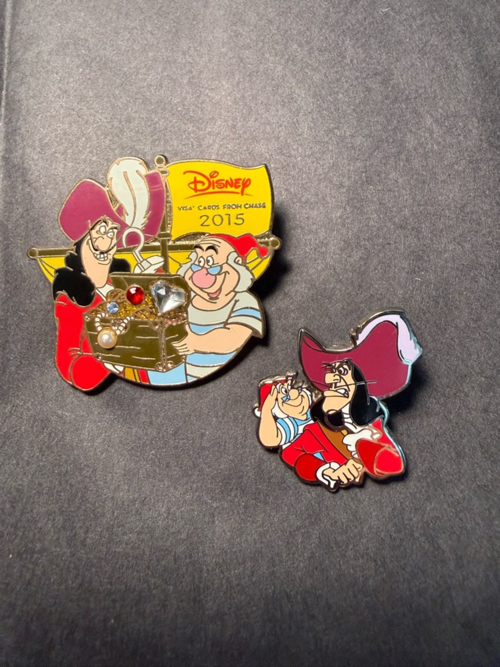 Lot of 2 DISNEY Captain Hook & Mr. Smee Trading Pins 2013 & 2015.